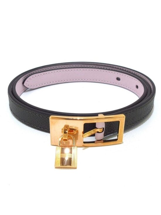 Hermes Belt 80 Veil Maki Movepel Cadena Pink Gold Reversible